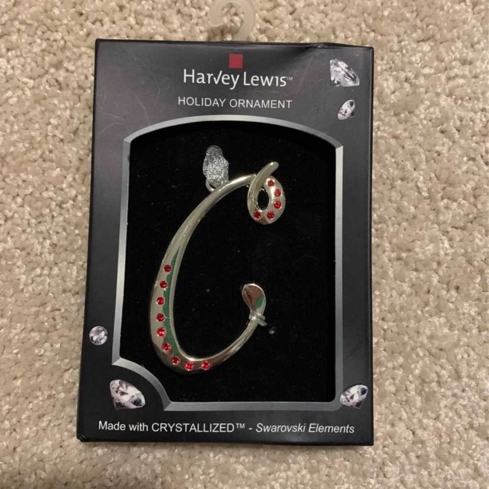 “C” Holiday Ornament Swarovski Crystals
